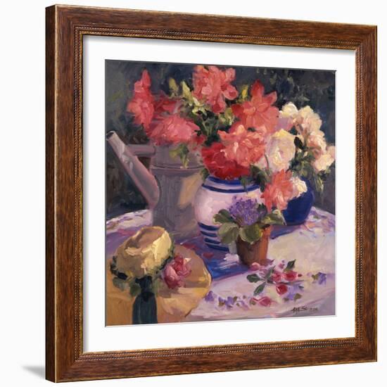 Kettle Hat and Flowers-Allayn Stevens-Framed Art Print