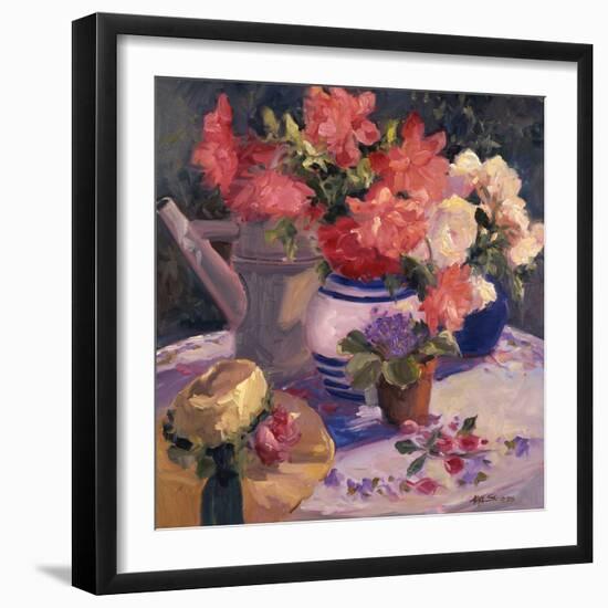 Kettle Hat and Flowers-Allayn Stevens-Framed Art Print