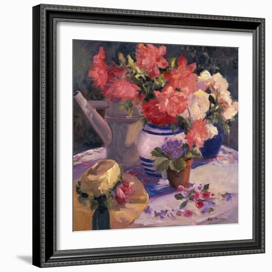 Kettle Hat and Flowers-Allayn Stevens-Framed Art Print