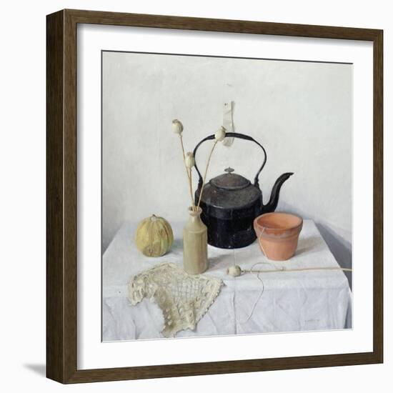 Kettle, Poppyheads and Gourd, Still Life, 1990-Arthur Easton-Framed Giclee Print