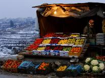 A Palestinian Fruit and Vegetable Vendor Waits for Customers-Kevin Frayer-Premier Image Canvas