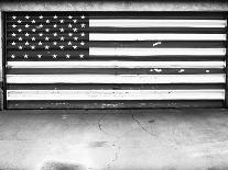 Patriotic American Flag Garage Door, Albuquerque, New Mexico, Black and White-Kevin Lange-Photographic Print