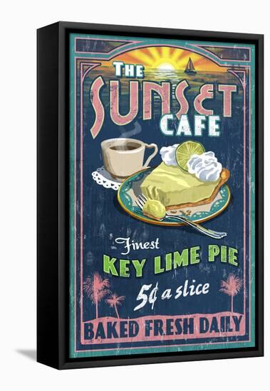 Key Lime Pie - Vintage Sign-Lantern Press-Framed Stretched Canvas