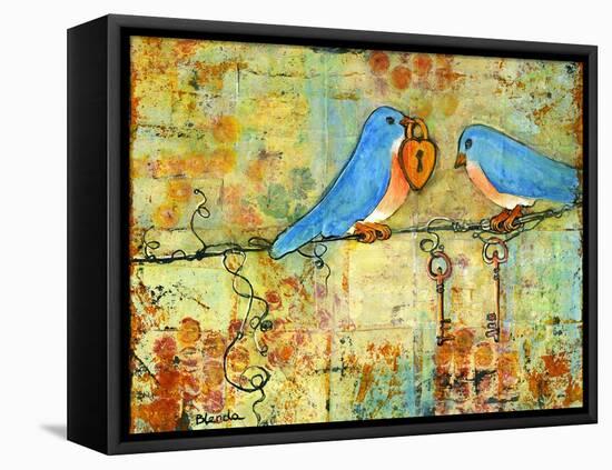 Key to My Heart Birds on a Wire-Blenda Tyvoll-Framed Stretched Canvas