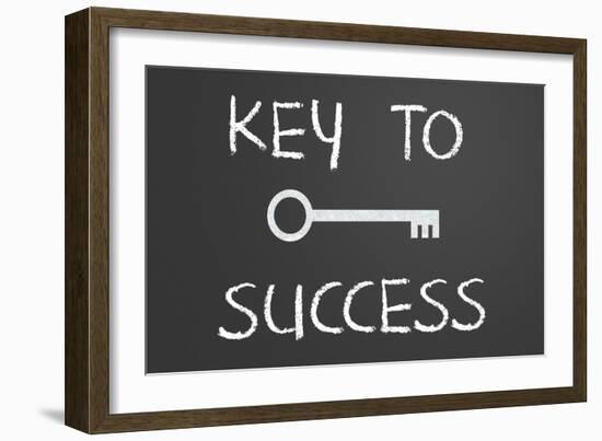 Key To Success Written On A Chalkboard-IJdema-Framed Art Print