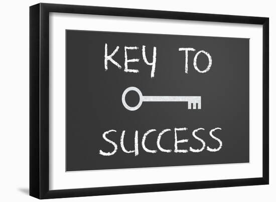 Key To Success Written On A Chalkboard-IJdema-Framed Art Print