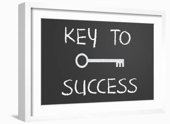 Key To Success Written On A Chalkboard-IJdema-Framed Art Print