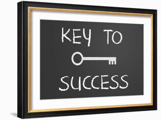 Key To Success Written On A Chalkboard-IJdema-Framed Art Print