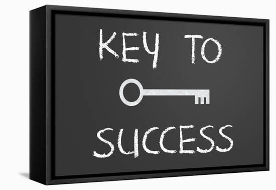 Key To Success Written On A Chalkboard-IJdema-Framed Stretched Canvas