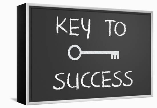 Key To Success Written On A Chalkboard-IJdema-Framed Stretched Canvas