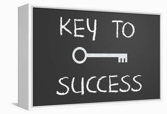 Key To Success Written On A Chalkboard-IJdema-Framed Stretched Canvas