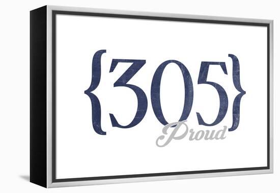 Key West, Florida - 305 Area Code (Blue)-Lantern Press-Framed Stretched Canvas