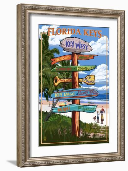 Key West, Florida - Destination Signs-Lantern Press-Framed Art Print