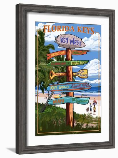 Key West, Florida - Destination Signs-Lantern Press-Framed Art Print