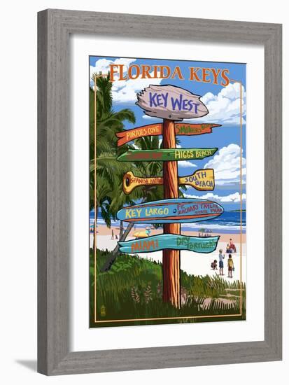 Key West, Florida - Destination Signs-Lantern Press-Framed Art Print