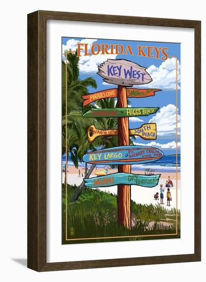 Key West, Florida - Destination Signs-Lantern Press-Framed Art Print