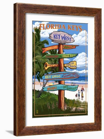 Key West, Florida - Destination Signs-Lantern Press-Framed Art Print