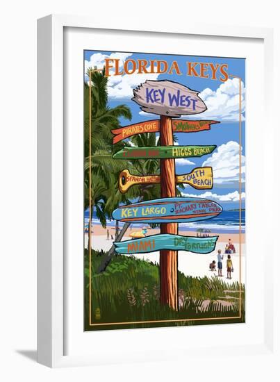 Key West, Florida - Destination Signs-Lantern Press-Framed Art Print