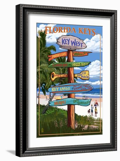 Key West, Florida - Destination Signs-Lantern Press-Framed Art Print