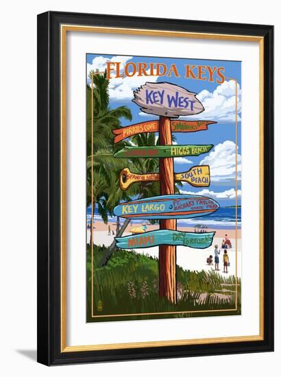 Key West, Florida - Destination Signs-Lantern Press-Framed Art Print