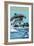 Key West, Florida - Dolphins Swimming-Lantern Press-Framed Art Print