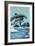 Key West, Florida - Dolphins Swimming-Lantern Press-Framed Art Print