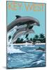 Key West, Florida - Dolphins Swimming-Lantern Press-Mounted Art Print