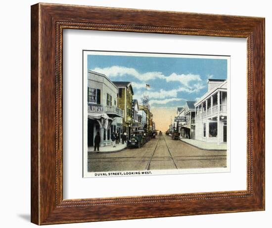 Key West, Florida - Duval Street West Scene-Lantern Press-Framed Art Print