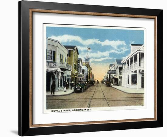 Key West, Florida - Duval Street West Scene-Lantern Press-Framed Art Print