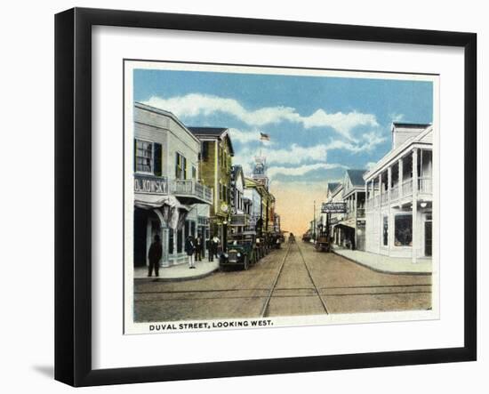 Key West, Florida - Duval Street West Scene-Lantern Press-Framed Art Print