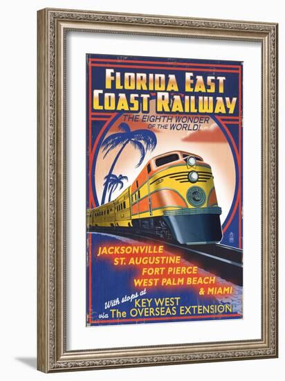 Key West, Florida - East Coast Railway-Lantern Press-Framed Art Print