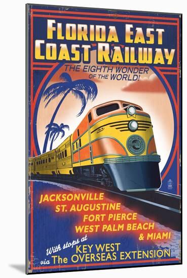 Key West, Florida - East Coast Railway-Lantern Press-Mounted Art Print