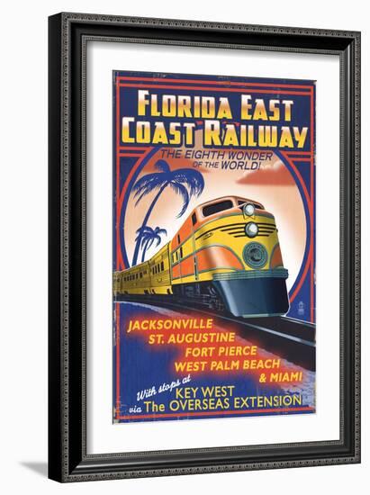 Key West, Florida - East Coast Railway-Lantern Press-Framed Art Print