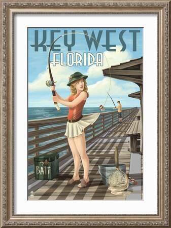 Key West, Florida - Fishing Pinup Girl' Art Print - Lantern Press