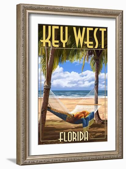 Key West, Florida - Hammock Scene-Lantern Press-Framed Art Print