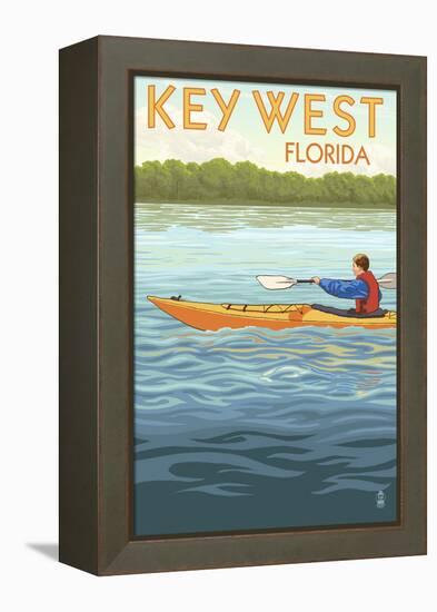 Key West, Florida - Kayaker-Lantern Press-Framed Stretched Canvas