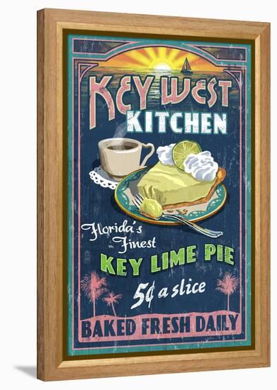 Key West, Florida - Key Lime Pie-Lantern Press-Framed Stretched Canvas