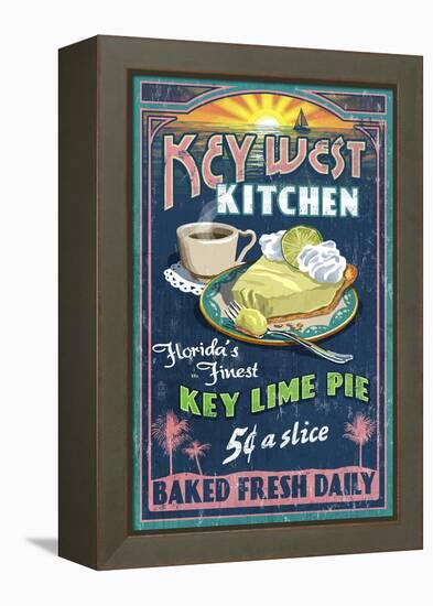 Key West, Florida - Key Lime Pie-Lantern Press-Framed Stretched Canvas