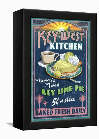 Key West, Florida - Key Lime Pie-Lantern Press-Framed Stretched Canvas