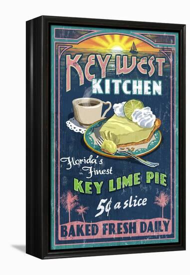 Key West, Florida - Key Lime Pie-Lantern Press-Framed Stretched Canvas