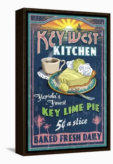 Key West, Florida - Key Lime Pie-Lantern Press-Framed Stretched Canvas