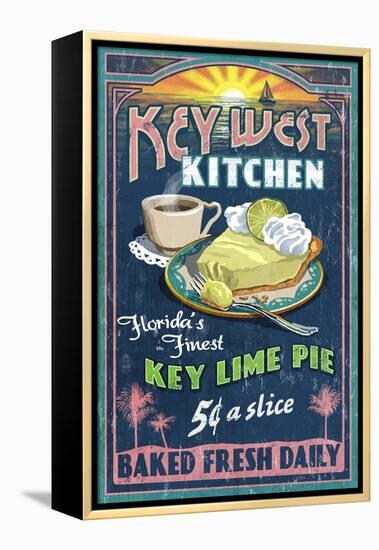 Key West, Florida - Key Lime Pie-Lantern Press-Framed Stretched Canvas