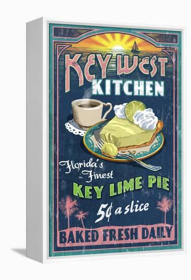 Key West, Florida - Key Lime Pie-Lantern Press-Framed Stretched Canvas