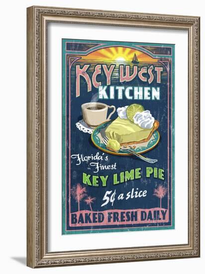 Key West, Florida - Key Lime Pie-Lantern Press-Framed Premium Giclee Print