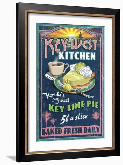 Key West, Florida - Key Lime Pie-Lantern Press-Framed Premium Giclee Print