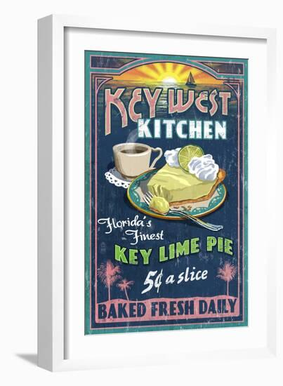 Key West, Florida - Key Lime Pie-Lantern Press-Framed Premium Giclee Print