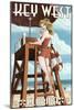 Key West, Florida - Lifeguard Pinup Girl-Lantern Press-Mounted Art Print