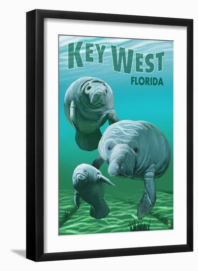 Key West, Florida - Manatees-Lantern Press-Framed Art Print