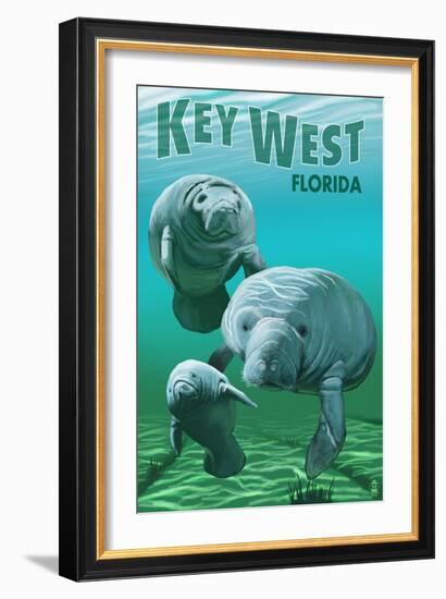 Key West, Florida - Manatees-Lantern Press-Framed Art Print