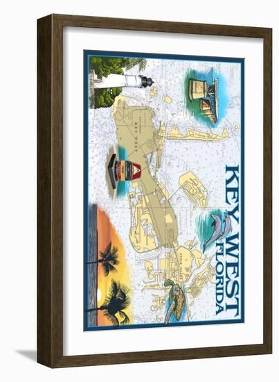 Key West, Florida - Nautical Chart-Lantern Press-Framed Art Print